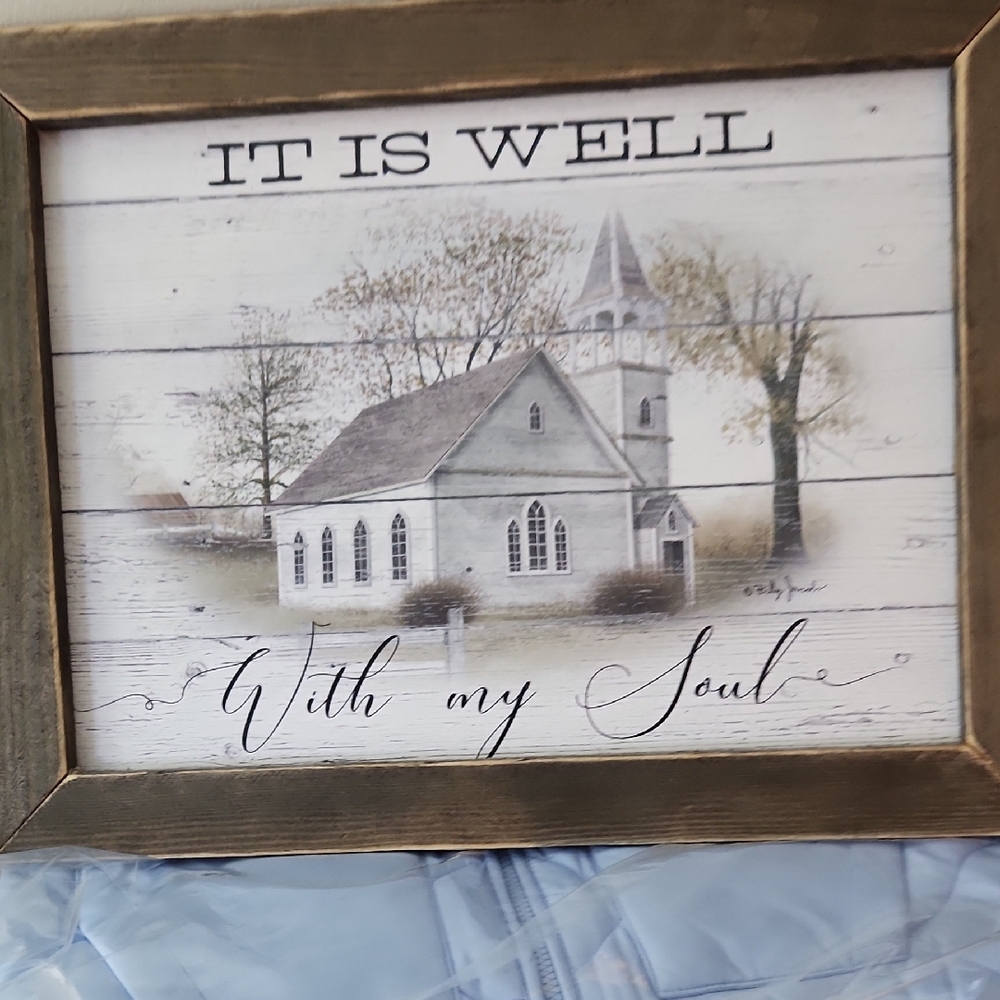 Rustic Brown and White Church Art Wall Decor
